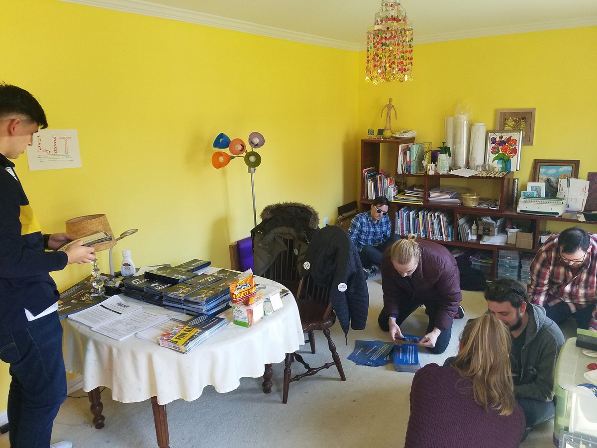 Ekreagan's tweet photo. Prepping our hub for @IlhanMN to launch our canvass for @BernieSanders! Expecting dozens of volunteers to go knock on doors and win #VAforBernie on #SuperTuesday! When we work together, we win! #FeelTheBern #Bernie2020 https://t.co/1f2AxoLWKn