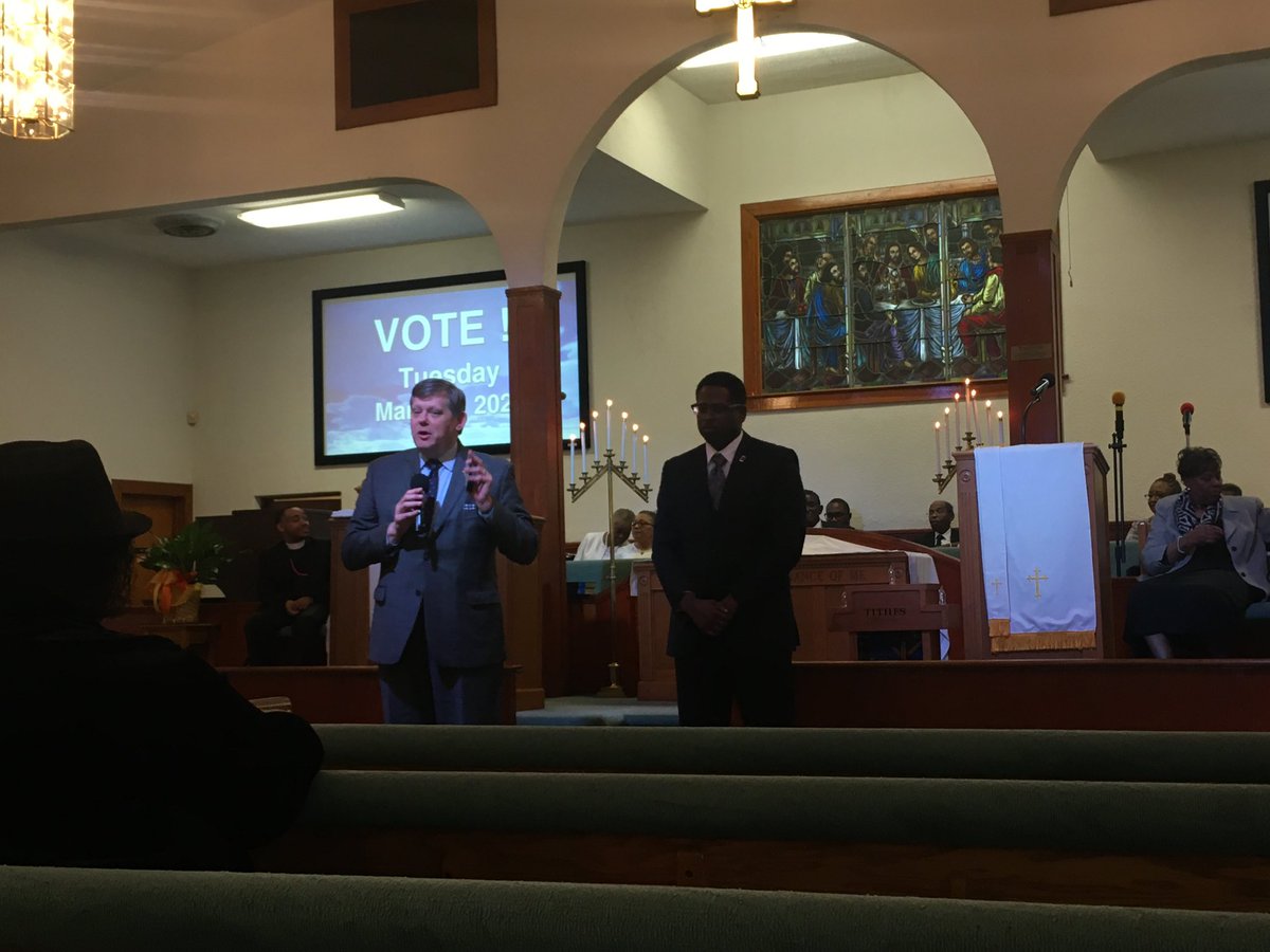 twbrimm's tweet photo. Big thanks to @MikeWoodard for helping us spread the #GOTV word on this last Sunday before #SuperTuesday.

And, an equally large thanks to @RussellMemorial and #CommunityBaptist for hosting us today!

Don’t forget to get out and vote for @JoeBiden on Tuesday! https://t.co/VPDU2rtYUK