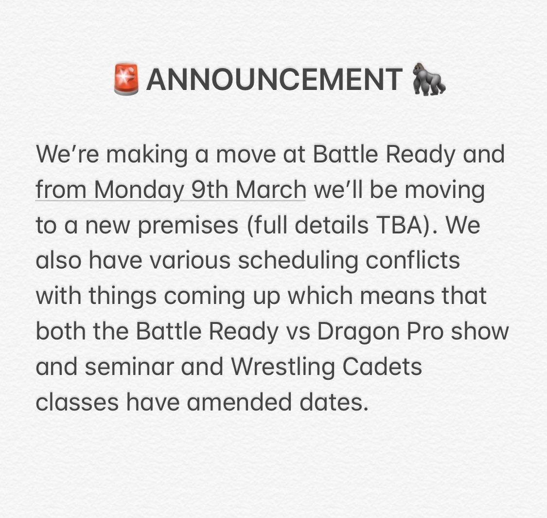 BattleReadyNCL's tweet photo. 🚨IMPORTANT ANNOUNCEMENT - PLEASE READ 🦍

(Show tickets: https://t.co/nRyl8ZMRuI) https://t.co/SOzDgIeuF2