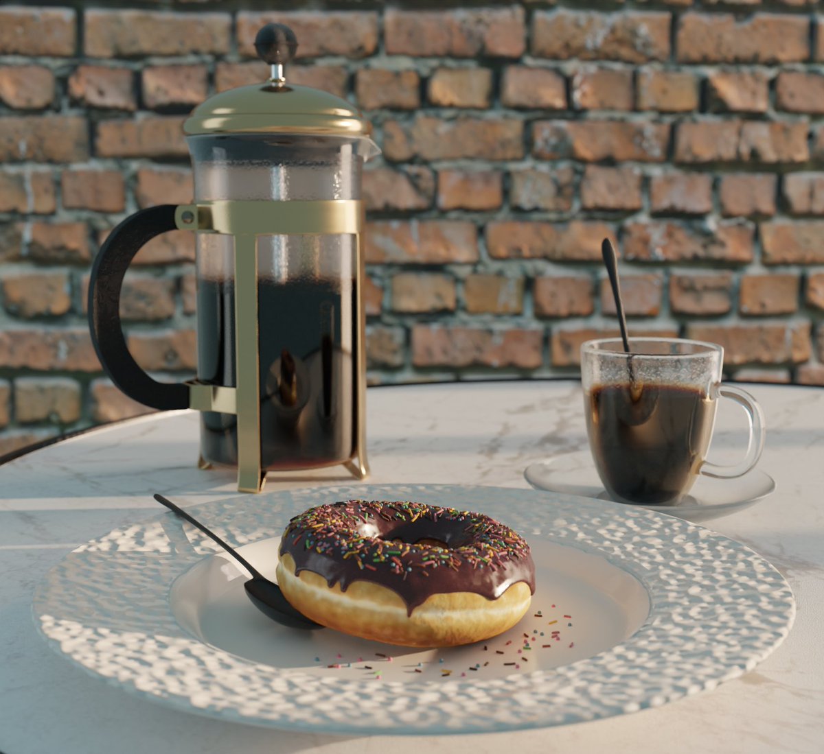 And….. result from a new little exercise. Let's call it "Morning's gourmet coffee" ☕️ Made with "Blender3D"