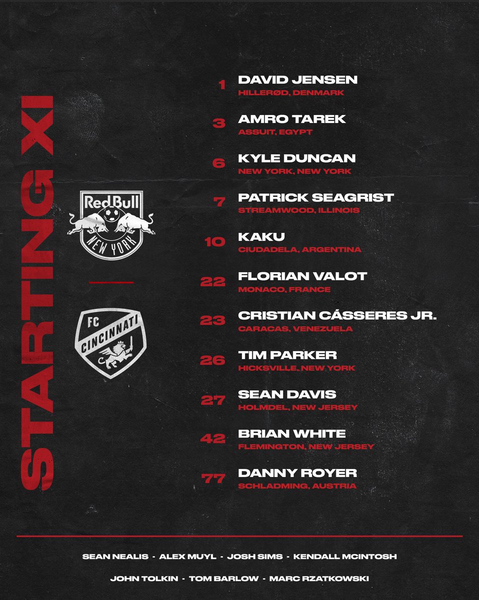 NewYorkRedBulls's tweet photo. // STARTING XI // https://t.co/FKPc2ApL4G