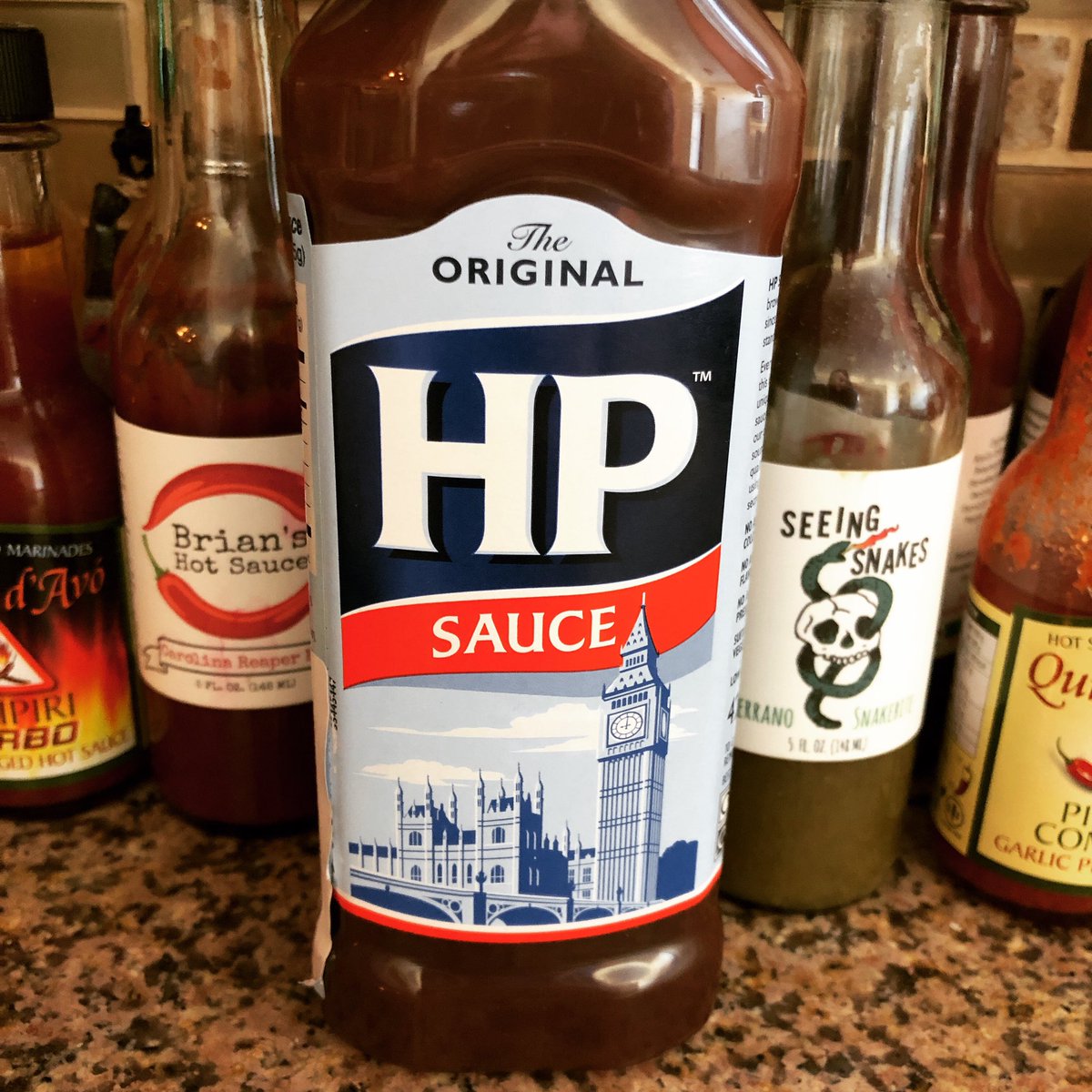 DrVSnax's tweet photo. Added a new sauce to the mix. Ready and waiting for any given Christopher Lee movie. #brownsauce #snaxperiments https://t.co/S40WPgo9Mh