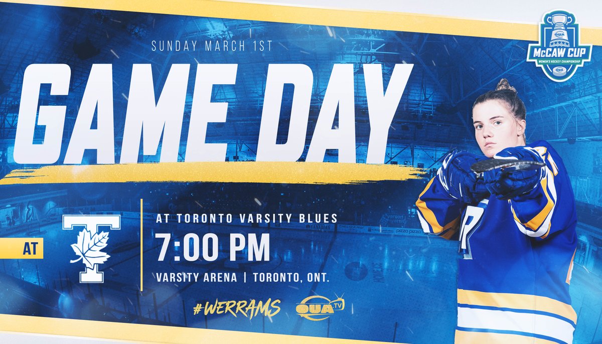tmubold's tweet photo. W🏒 | #GAMEDAY

It's a must win tonight for @RyersonRamsWHKY as they head to Varsity Arena to take on the Varsity Blues in game 3 of the @OUAsport semifinal series. Tune into https://t.co/8WWVqo6tzB for puck drop at 7:00!

#weRrams https://t.co/MtPDBctIkg