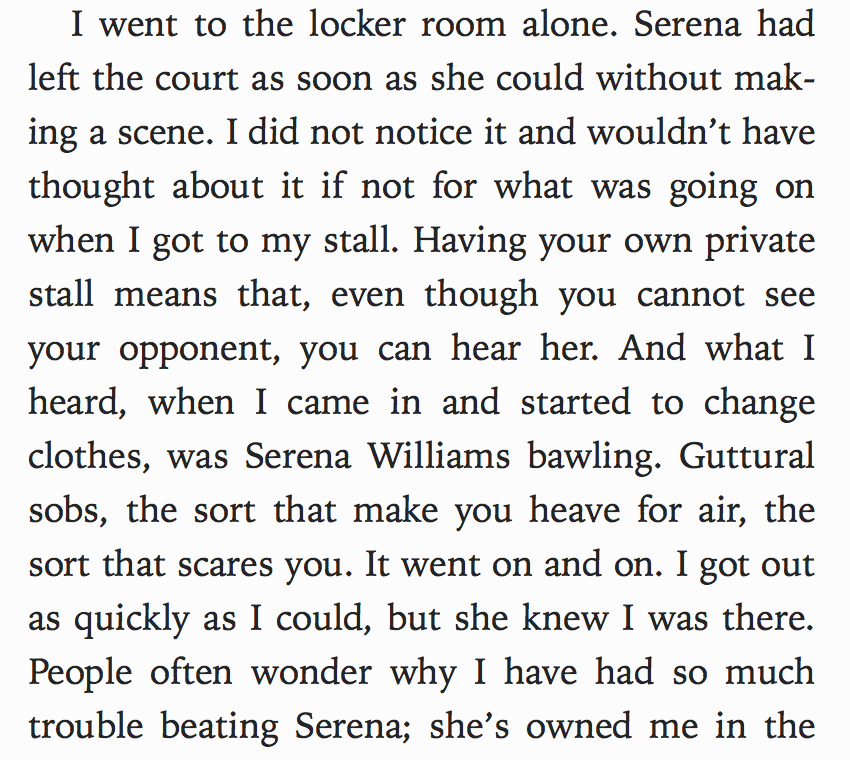 Sharapova also revealed a moment in the locker room that she witnessed after the Wimbledon final.