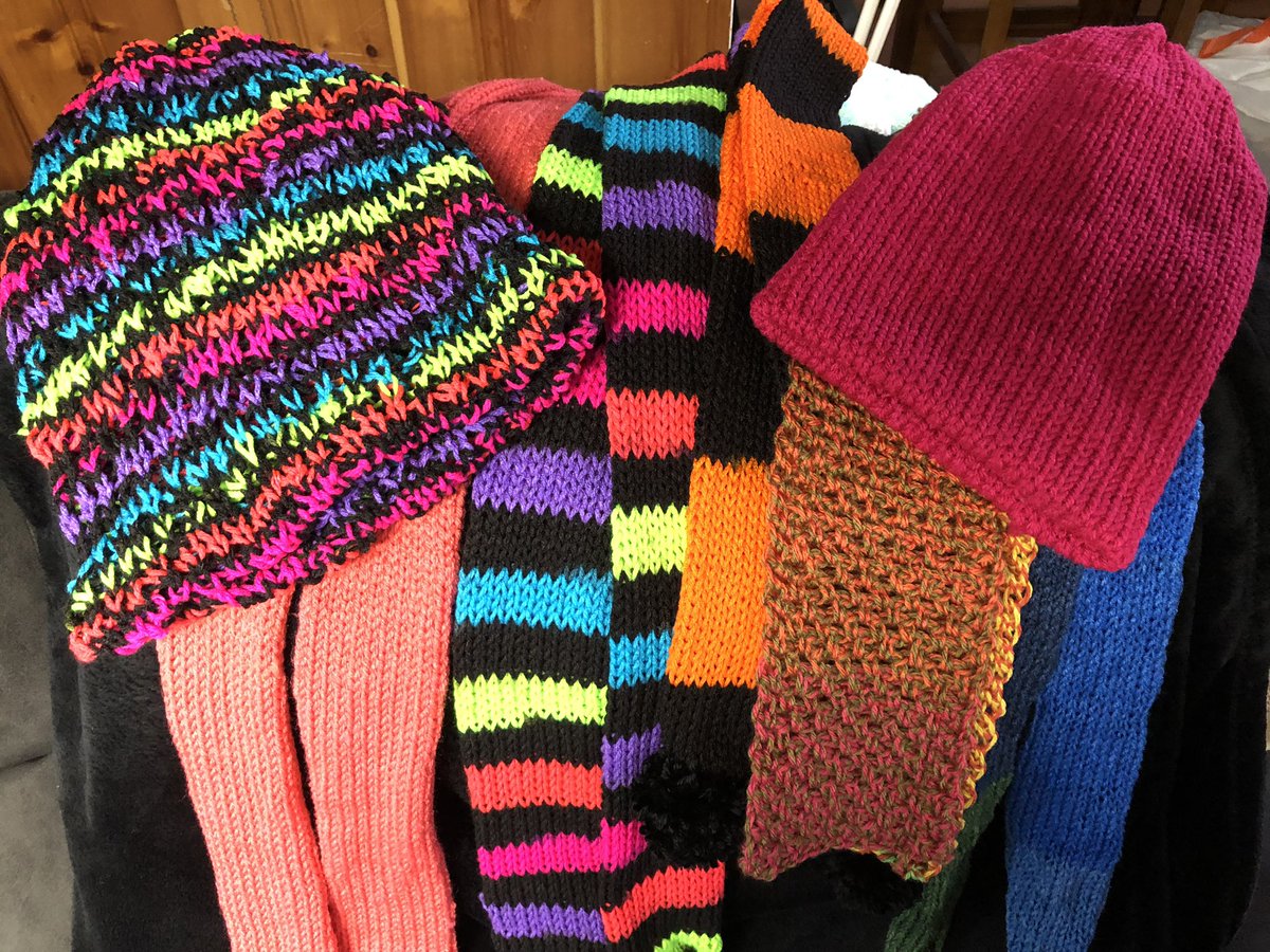 CraftyChick844's tweet photo. Another productive weekend making more hats and scarves for the Warm Threads drive to benefit @HouseofMercyROC  There’s still time to donate! Contact me, @RITmuse or @crochetactivism by 3/14. https://t.co/rAEOor1aWd