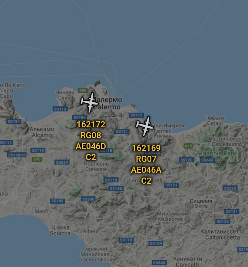 is_keelu's tweet photo. U.S Navy
Grumman C-2A Greyhound 

#RG07 162169 #AE046A

#RG08 162172 #AE046D

Both spotted over #Sicily https://t.co/G9llKLKSSL
