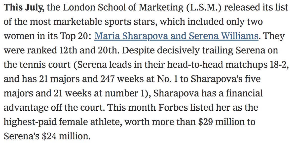 Serena is fully aware of the double standards that exist between her and someone like Sharapova when it comes to endorsements, brand-building, and marketing, both inside and outside of the sport. More importantly, she is aware of what her success means for women like her.