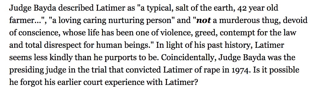 CW DDOM Here are a few facts. The ‘hero’: Not discussed in the portrayal of this "salt of the earth" Cdn farmer is that in 1974, a jury found Latimer guilty of rape of a minor in Wilkie, Saskatchewan; but, on appeal, Latimer got off on a technicality. http://www.ccdonline.ca/en/humanrights/endoflife/latimer/1997/02a