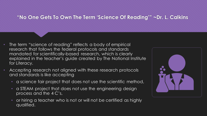 JPLiteracy's tweet photo. I recently had the pleasure of presenting the #SoR to my fellow instructional support specialists. I explained scientific research as being robust, reliable, general, replicable, peer reviewed, etc. Then, I explained it in a way that may be more relatable to them. @reading_league https://t.co/GyRqJ6rdfa