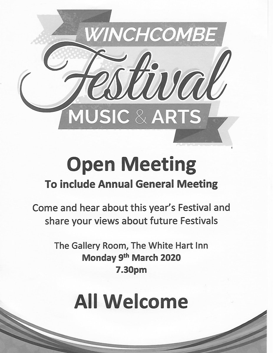 winchcombefma's tweet photo. Open Meeting for Winchcombe Festival of Music &amp; Arts.
Hope we'll see you there!

@WhiteHartWinch @winchcombe_cc @WCS20 @winchcombelife @Winchcombe_WDYT @GLWhatsOn @timemilluk @Cheltenham_ @whatsonchelt @katieBmorgan @BarnburyHome @justgemsuk https://t.co/5wHmkir0vW