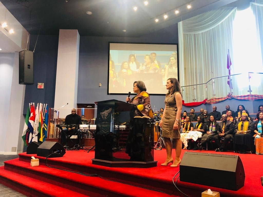 NokhaDakroub's tweet photo. Had the absolute honour of introducing my friend, colleague & hero @TrusteeMcDonald at today's #blackhistorymonth celebration at Praise Cathedral in Ward 9 #Mississauga. & of course I made her cry prior to coming on stage & if I counted correctly, she got four standing ovations. https://t.co/xyhtrOBLh4