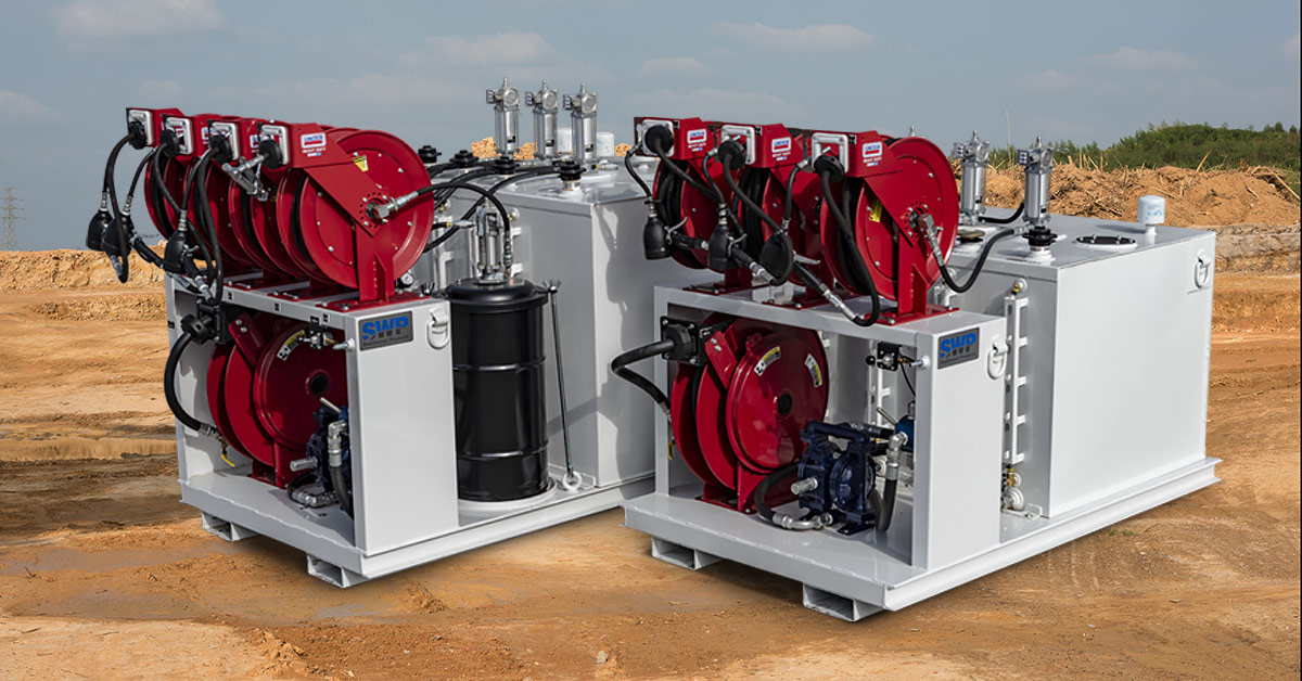 SWProducts's tweet photo. Not only do we build Fuel and Lube Trucks, but also trucks dedicated to PM/Lube services and Lube Skids. Shown here are the newest SWP Lube Skids which offer even more flexibility and efficiency to your maintenance operations. See them all at #ConExpo2020. #LubeSkids https://t.co/d0nNaDhRwV