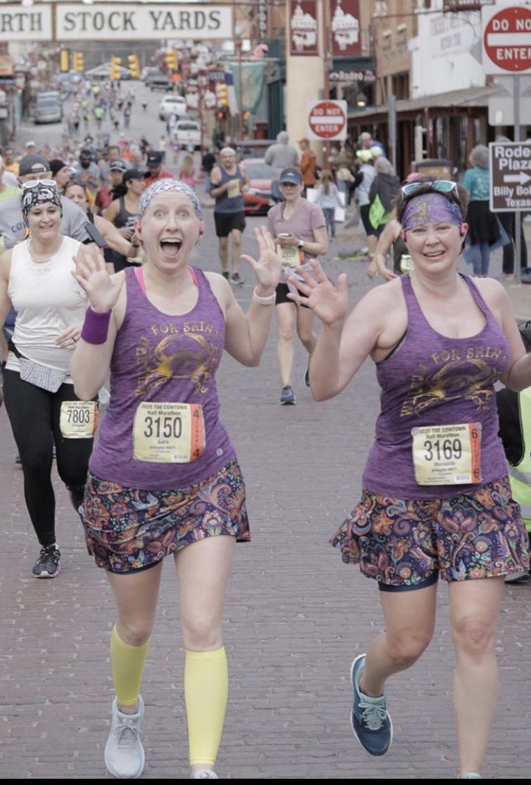 SlushieSisters's tweet photo. One #slushiesister totally brought another to a PR today @thecowtown #halfmarathon. 

So proud #solesisters! Can’t wait for the #Boston5k! https://t.co/CNerZ79QOh