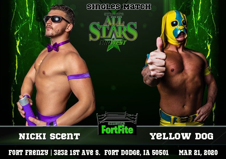 3xwrestling's tweet photo. Saturday March 21st, we debut in Ft. Dodge, IA at @FortFrenzy ! Get tickets: https://t.co/lLy8OvbTG2… https://t.co/Kz0rusJK3j