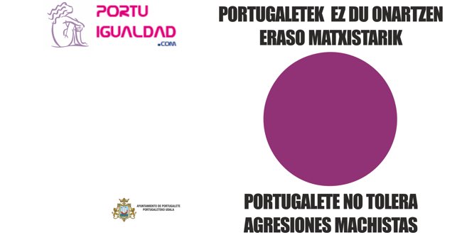 Ante la agresión sexual cometida contra una mujer en nuestro municipio, la Comisión Mixta de Igualdad del Ayuntamiento de #Portugalete convoca una concentración pública de rechazo.
Lunes 2 de marzo a las 12:30 en la plaza del Solar.