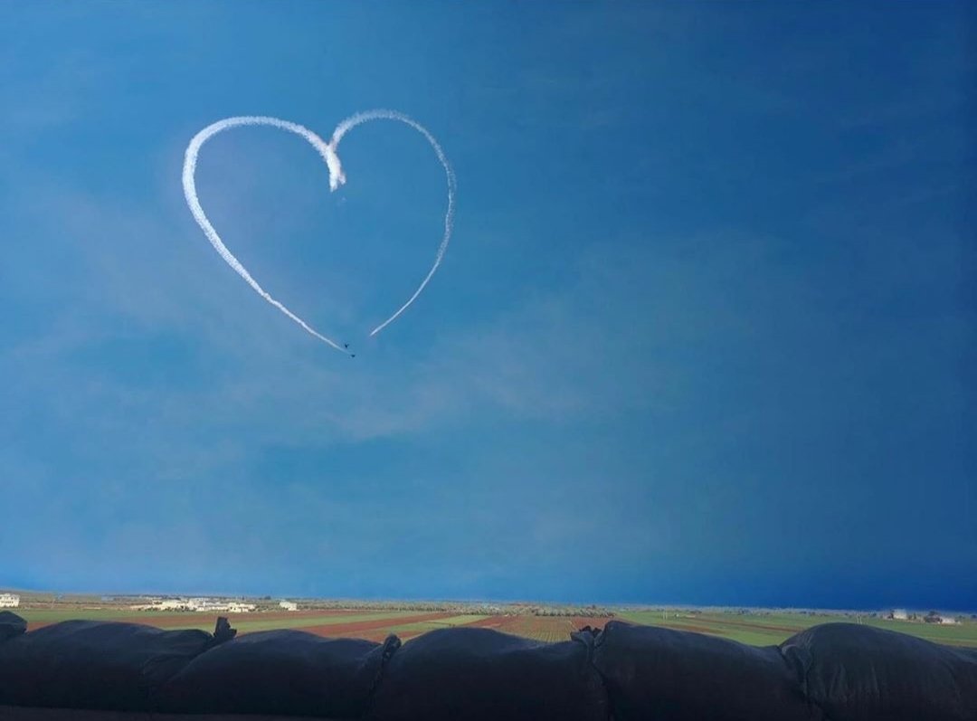 Akkadinyumrtalk's tweet photo. Our F 16s sent their love to our soldiers on land. #Turks #OperationSpringShield #operationspring #Syria #turksilahlikuvvetleri #TurkishSoldiers #TurkishArmy #SpringShield #Aleppo #Idlıp https://t.co/1Wul9HHfEp