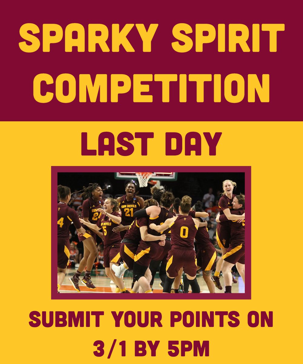 It’s the last day of the Competition! Submit your points tonight by 5PM! Winners will be announced this week 😈 #SparkYourSpirit