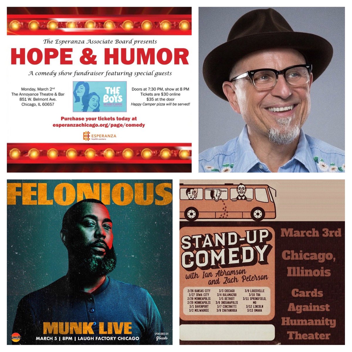 ZachRunsThings's tweet photo. This week #ChicagoComedyGuide recommends:
3/2: @EsperanzaHealth: Hope & Humor at @The_Annoyance
3/3: @ianabramson & @MrZachPeterson do Stand-up at @CAH
3/4: @geofftate96 at @liveatnorthbar
3/5: Laughish w/@Felonious_munk at @laughfactory_ch
3/6: @bcgoldthwait at @TheDenTheatre https://t.co/qJhi4hwrLc