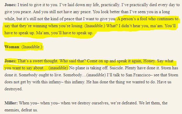 RadDeathStudies's tweet photo. Another section of transcript which is not included in this recording is hi-lighted below. This section is included in other recordings but the tape was clearly cut off before this woman spoke.
What do you make of this and the remark that "Somebody ought to live"?
#RadDeathWatch https://t.co/CorO17PzwS
