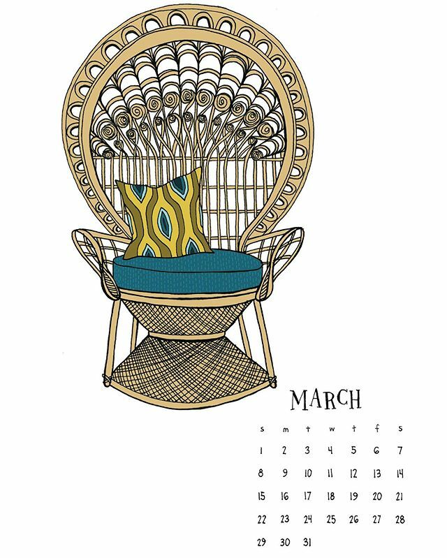 sloe_gin_fizz's tweet photo. We made it to March! We’re inching towards spring: Move that fancy peacock chair out to the sunroom and soak up the warmth. Don’t forget to turn your calendars over! #sloeginfizzart #sloeginfizz #peacockchair #illustratedcalendar #illustration #michigana… https://t.co/dpAcW4Gvva https://t.co/ul4es6kqR5