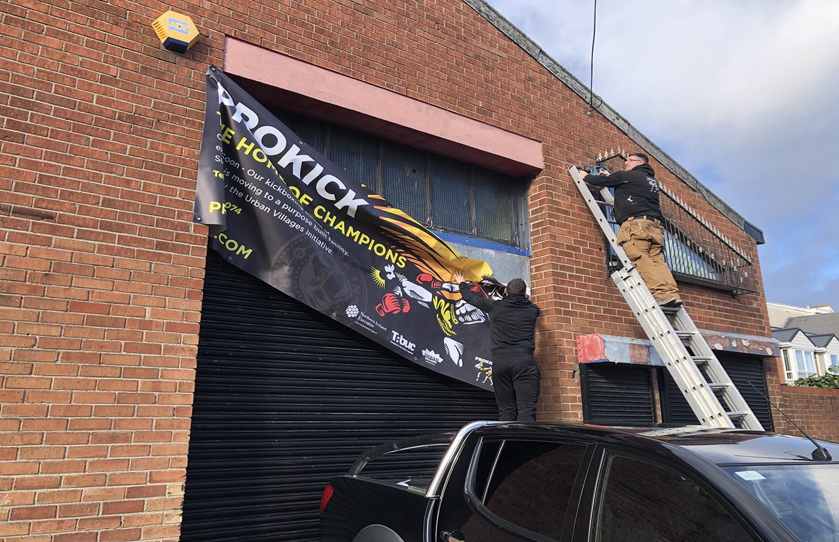 prokick's tweet photo. This will be ProKick's Home within next 18 month. Banners up informing #community the #ProKickGym is coming soon BIG thanks for all the help from: #UrbanVillages #BelfastCityCouncil #NIExecutive & #TBUC #ReBuildProKick #BigThanks https://t.co/QkazQGL5gn https://t.co/PNEYVw8fuv