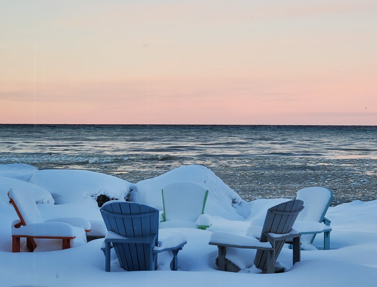 Snowboarding all day and home to this. Sunsets on Georgian Bay. #embracewinter #letitsnow