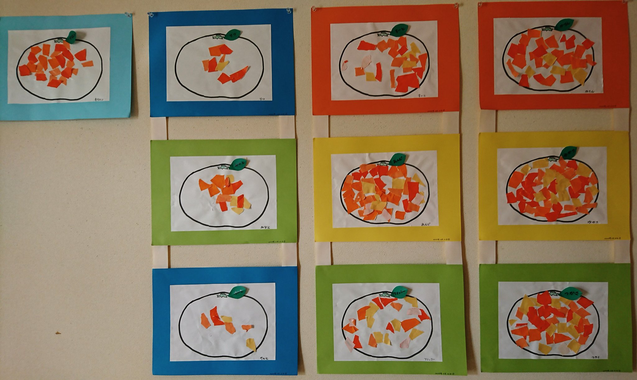 Kids Kan 仙台市認可外保育園 2月の絵画工作活動はちぎり絵 みかん です 年齢ではない集中力や創造力 観察力 素晴らしい作品ばかり 見てみて 保育 保育士 絵画工作活動 2月 ちぎり絵 みかん 集中力 観察力 創造力 こども