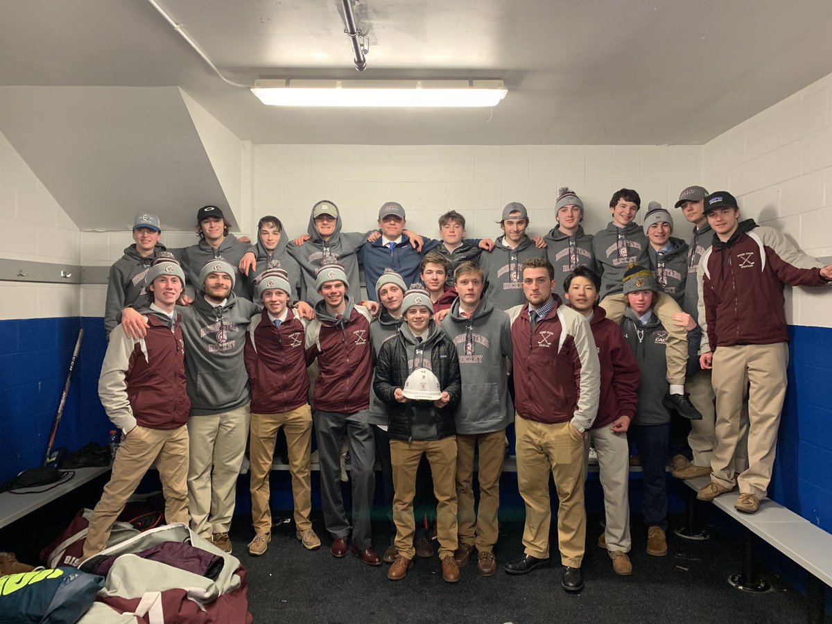 stang_hockey's tweet photo. Congratulations to the entire TEAM for earning the Hard Hat for their big 5-2 upset win vs #1 Hopkinton in the MIAA Quarter Finals! https://t.co/UZiFBRAC1T