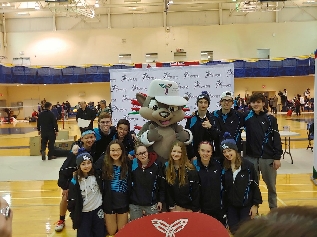BadmintonNBBC's tweet photo. NOBA team having fun with Pachi the Porcupine at @Orillia2020 badminton closing ceremonies.
Super happy and proud that our NOBA kids won the spirit award!
Way to go NOBA. Thanks Jim and Jewel for coaching and managing our kids!
#badminton #NorthernOnt @BadmntonOntario https://t.co/IfzwiODIzZ