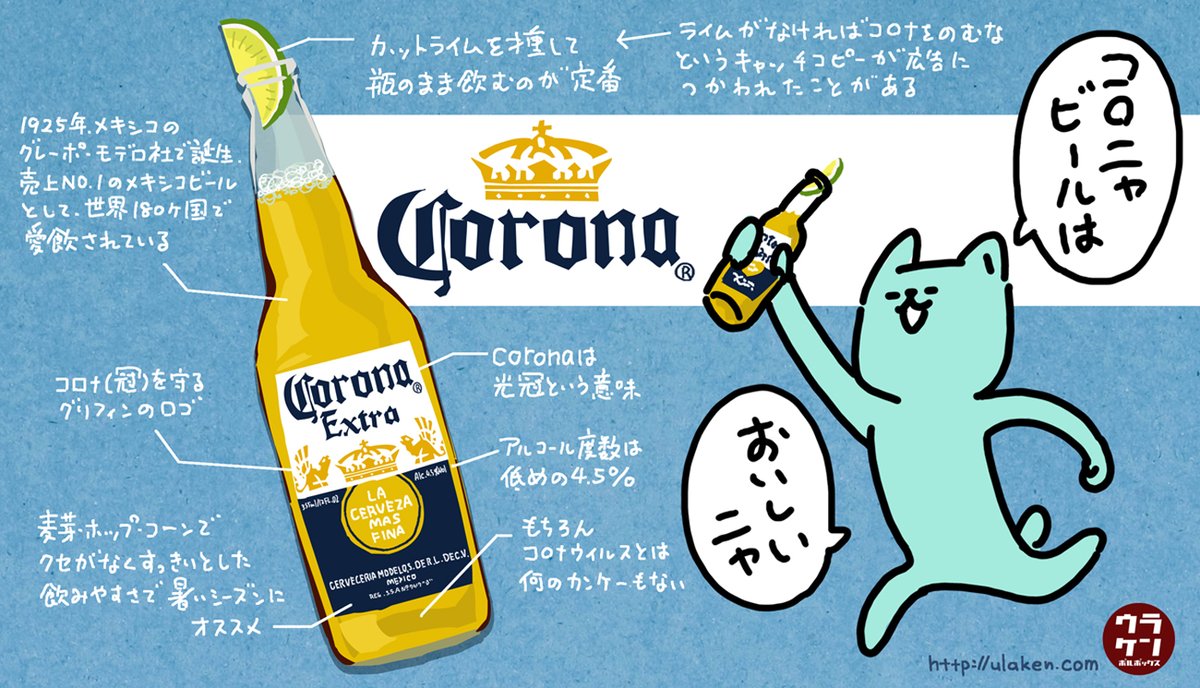 ウラケン ボルボックス なんてこった ざんねんなオリンピック物語 好評発売中 على تويتر 大好きなコロナビール の株価が アホみたいな風評被害で大暴落してるらしいので コロナビールのイラスト描きました T Co S0gbfwujc9 T Co 51kz69escs