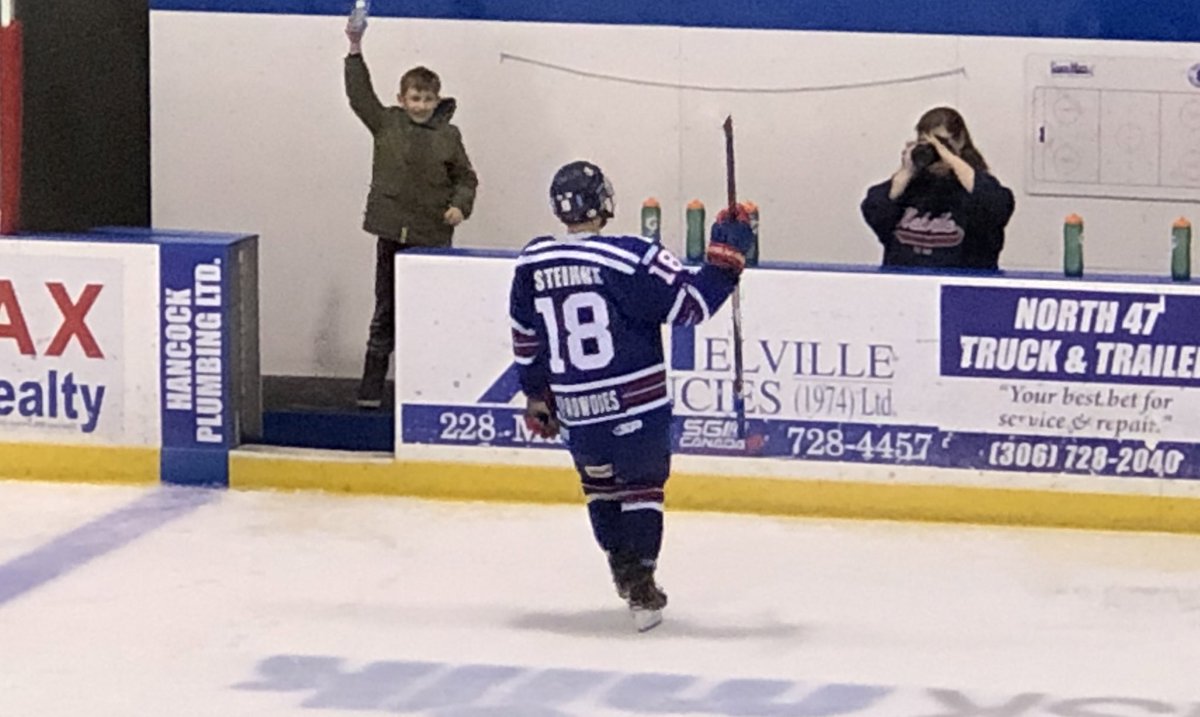 Playing his final game on home ice after 3 years with the club and named number 1 star! <a href="/AidanSteinke/">Aidan Steinke</a> 

#ThankYouCaptain