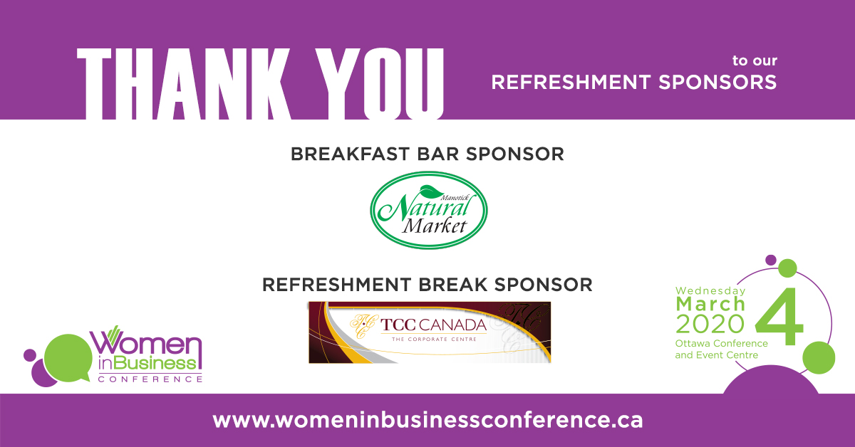 WIBConf's tweet image. TY to #WIBC2020 #BreakfastBar Sponsor: Manotick Natural Market &amp;amp; #RefreshmentBreak Sponsor: @TCCCanada @wibconf

Are you registered yet? » bit.ly/31uA0Co

#WBNInspired #womeninbusiness #ottawa #ottcity #businessenterprise #local #marketplacevendors #refreshmentsponsors