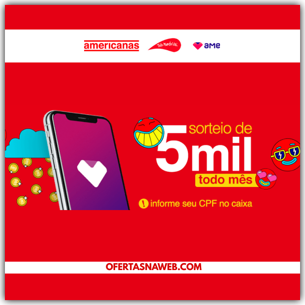 ofertasnaweb's tweet photo. Sorteio de 5 MIL REAIS todo mês na promoção das Lojas Americanas 😍 https://t.co/JsDWvsrNBM #prêmios #ofertasnaweb #lojasamericanas #ame #bomdia #brindes #concorra #sorteio https://t.co/m7q62Ltk5Y