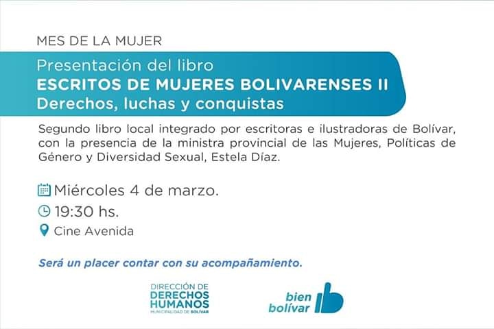 avenida_cine's tweet photo. 🗣🗣INVITACIÓN🗣🗣
📌Este miércoles 4 de marzo se presentará en nuestra sala la segunda obra colectiva de mujeres bolivarenses con la presencia de la ministra de las Mujeres, Políticas de Género y Diversidad Sexual de la Provincia de Buenos Aires. https://t.co/va6OJBj221