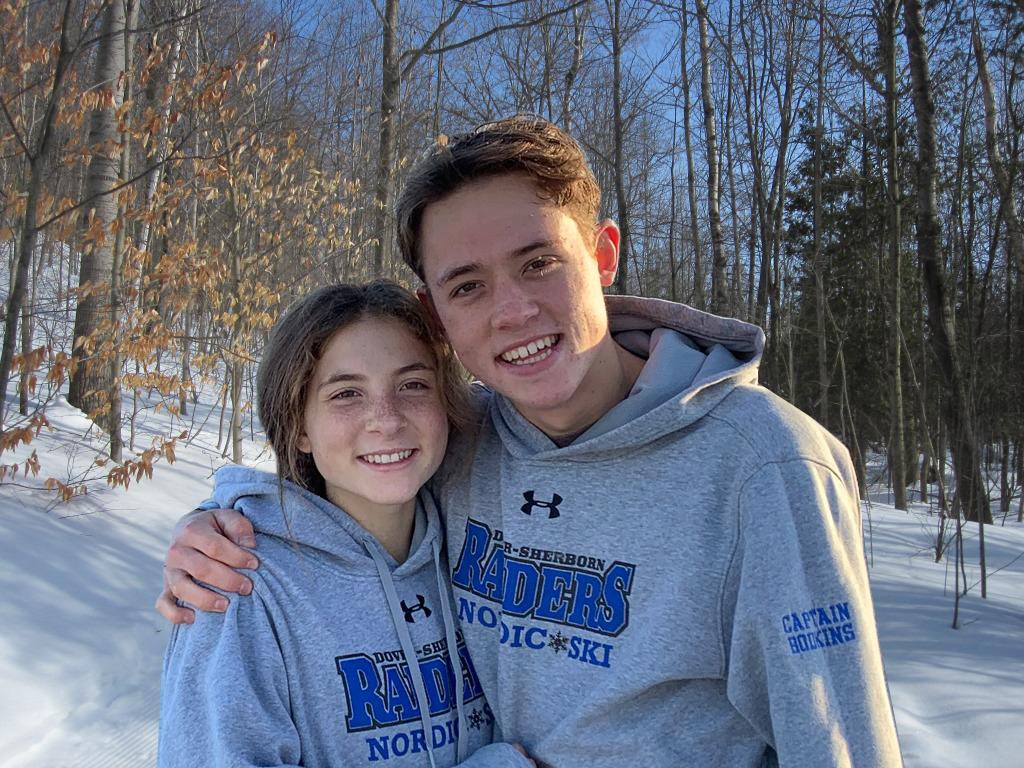 DSRaidersSports's tweet photo. Great picture of the Nordic Bodkins siblings! This past week sophomore, Mica Bodkins, placed 2nd in the state for the girls race & senior, Lucas Bodkins, placed 1st in the boys race! Congratulations & good luck the next two weeks in U16 championships & Easter HS Championship Race https://t.co/6SM40lKDUB