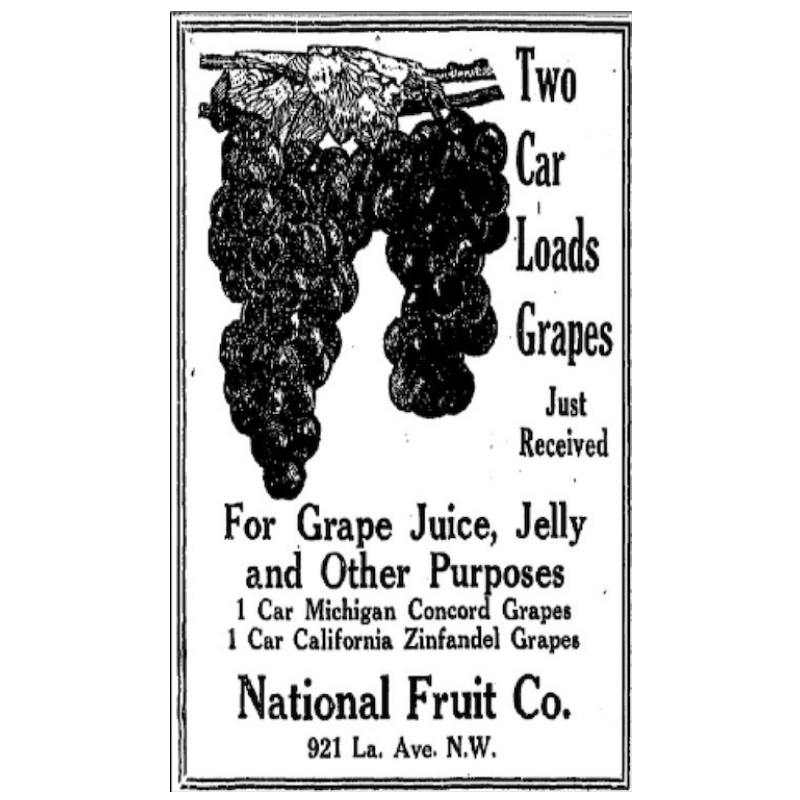 guildsomm's tweet photo. A Prohibition-era ad for grapes sold, most likely, for home winemaking. On the 100th Anniversary of the 18th Amendement, @bryceonwine breaks down the legal, economic, and cultural vestiges of Prohibition in America today: https://t.co/Z8ggqa0cGv https://t.co/nYlO6lz0Qq