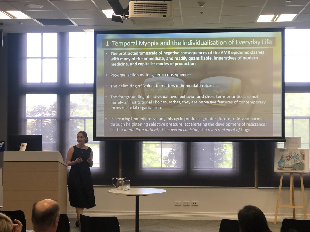 BroomAlex's tweet photo. @kennykatherine talks values and AMR, temporal myopia and the individualisation of everyday life #AMRSocialScience @Usyd_ssps https://t.co/yyvmc5dcN1