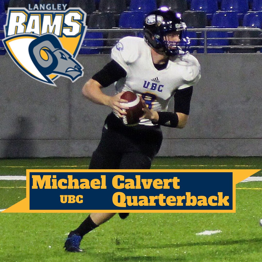 LangleyRams's tweet photo. 🚨 BIG TIME SIGNING ALERT 🚨 former UBC, &amp; team Canada Quarterback Michael Calvert (@mcalvertfb) will be joining the Herd! Welcome to Langley, Michael! https://t.co/suBDQjFGzX