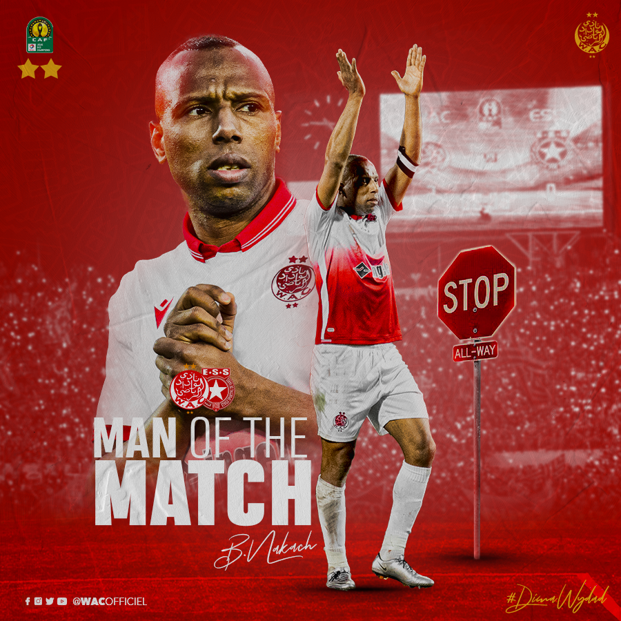 WACofficiel's tweet photo. مباراة كبيرة للعميد براهيم النقاش، إستحق من خلالها لقب رجل المباراة 🛑
Brahim Nakach is your #WACESS man of the match 🚫⚽️
#MOTM
#DimaWYDAD ⚪️🔴 https://t.co/oUkBpnPvDF