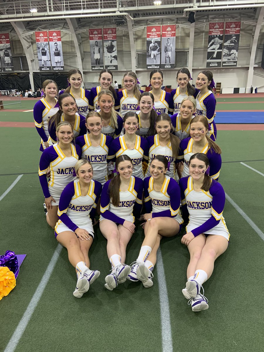 jacksonhscheer's tweet photo. Your Jackson Cheerleaders took another 3rd place at the OASSA State Cheerleading Competition in Division 1A Non Building 💛💜 🏆🏆 words can not express how proud we are of these young ladies!!!!! https://t.co/V131Okb47J