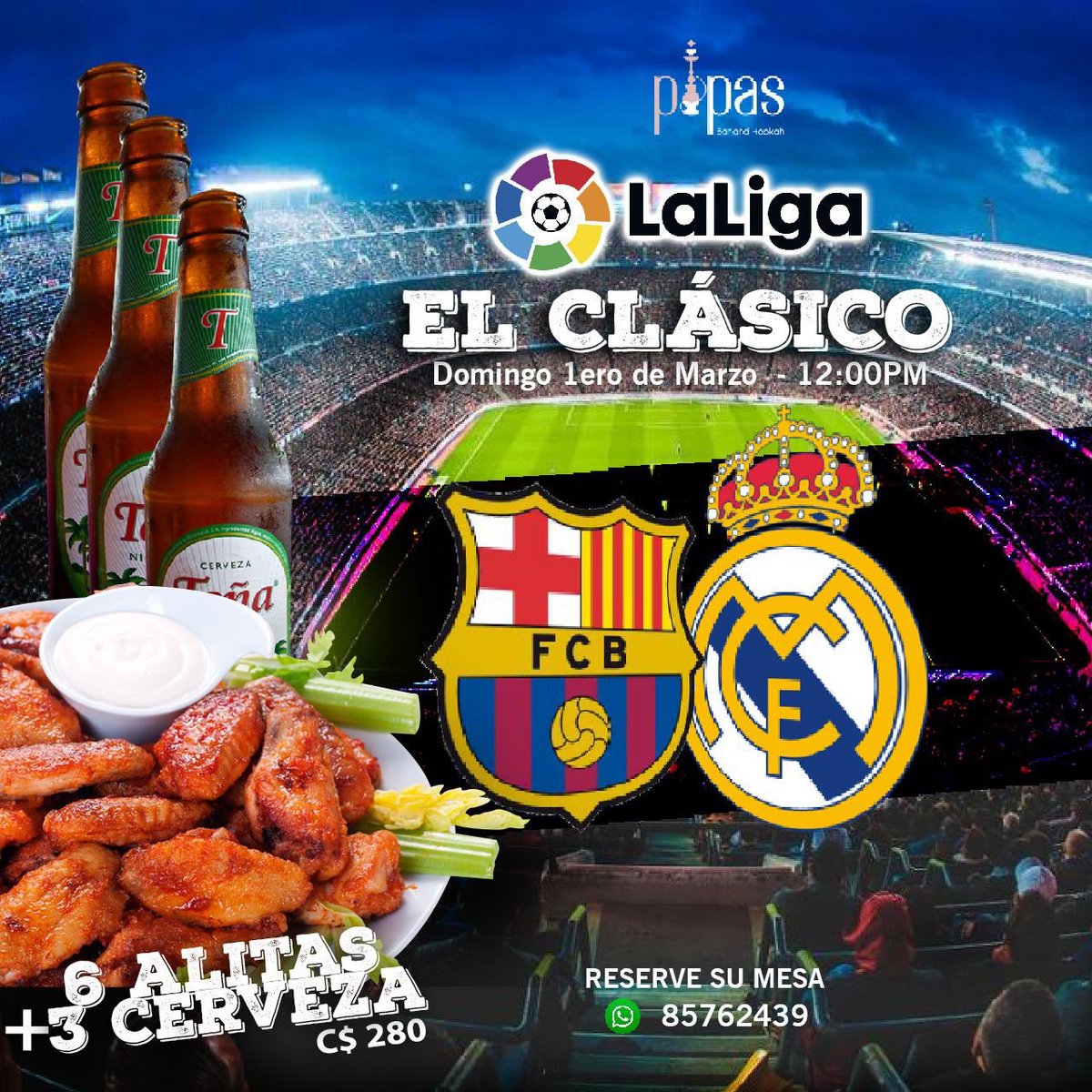 MgaPipas's tweet photo. Hoy se juega clásica de la liga, reserva tu mesa ya🔥 https://t.co/40uKWRynru