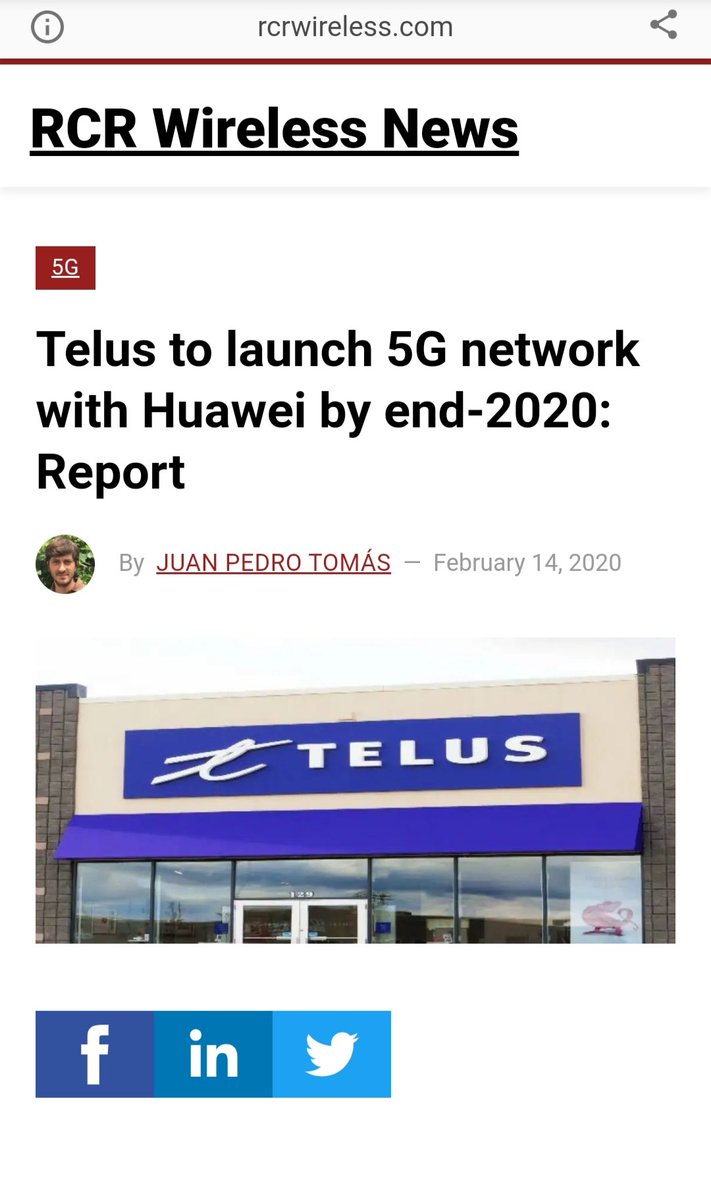 26) Canada's telecom companies are all set to go, with Telus using the Chinese behemoth, Huawei, as their base.