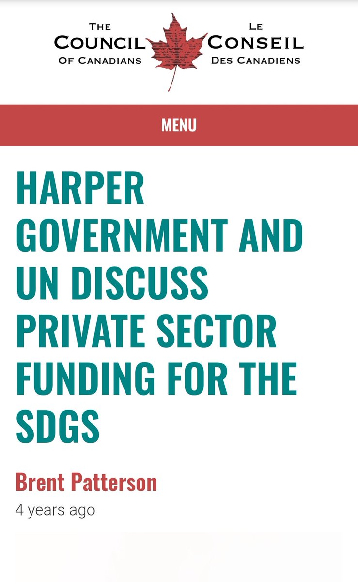 28) It is worth reiterating that the Sustainable Development Agenda is supported by all currently sitting parties in Ottawa. The Conservative government actually signed Canada onto both UN Agenda 21 and UN Agenda 2030.