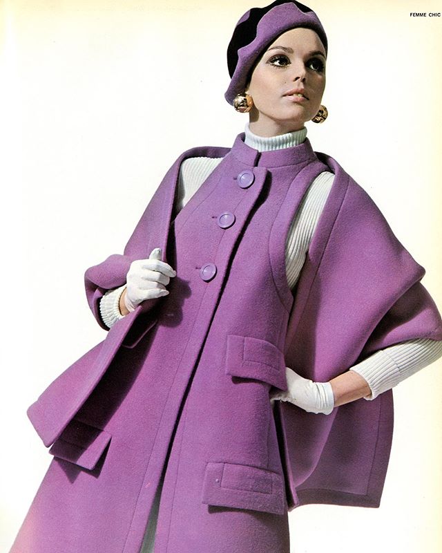 Sign us up for anything purple... especially if its Lanvin! From Femme Chic, Spring/Summer 1968. #fashion #fashionhistory #fashionmagazine #lanvin #60sfashion #fitnyc #fitspecialcollections #fashioninstituteoftechnology #designarchives