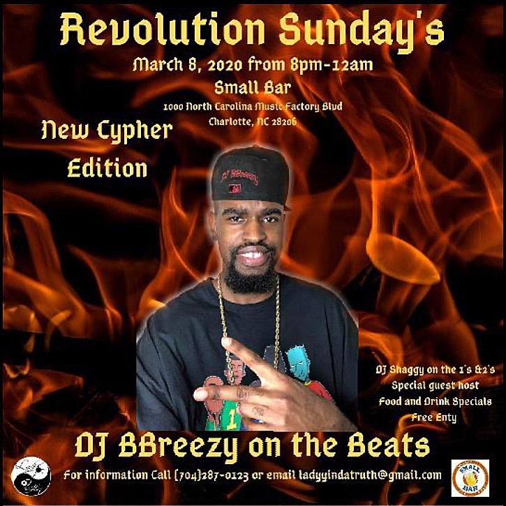 RealDJBBreezy's tweet photo. If you do #poetry #positiverap #consciousrap #rnb &amp; NEED BEATS come thru this a FREE EVENT let’s network! #Hiphop #rap  #rnb #awareness #knowledge #charlottenc  #smallbar #musicfactory #northcarolinamusic #northcarolinamusicfactory  #beatmaker #cypher #revolutionsundays #artist https://t.co/fPIjMu86ls