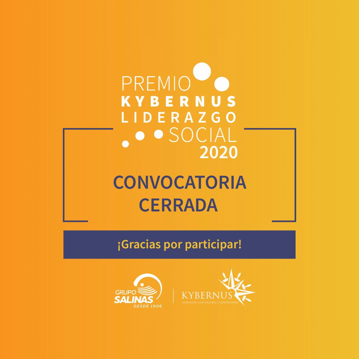 Kybernus's tweet photo. Muchas gracias a las personas que se registraron para participar en el Premio @Kybernus al Liderazgo Social 2020.  🙌 🎉 Les recomendamos estar pendiente de las redes sociales del Colectivo Kybernus de su estado para seguir al tanto de las próximas etapas.
#LiderazgoSocial2020 https://t.co/Lr7yJtnht4