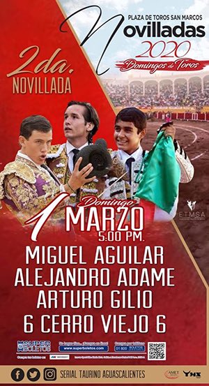 eljulicdmx's tweet photo. Hoy se escribe el 2do capítulo del serial novilleril #2mil20 en la legendaria plaza San Marcos de la tierra de la gente buena: #Aguascalientes Que los novillos de Villa Obregón #Jalisco sean la comparsa de éxito para los novilleros. 🍀🍀🍀 https://t.co/lTlPkvvtXN