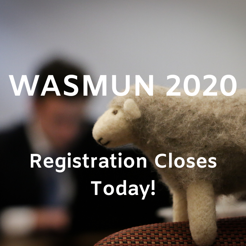 WASMUNofficial's tweet photo. Last chance to register for #WASMUN2020 -- Registration closes today! Register here: https://t.co/QjD1WppOcq and snag a spot to enjoy a collegiate-level #ModelUN experience on March 7-8 at the beautiful #UW campus in #Seattle, Washington! https://t.co/DbXWzBfhft