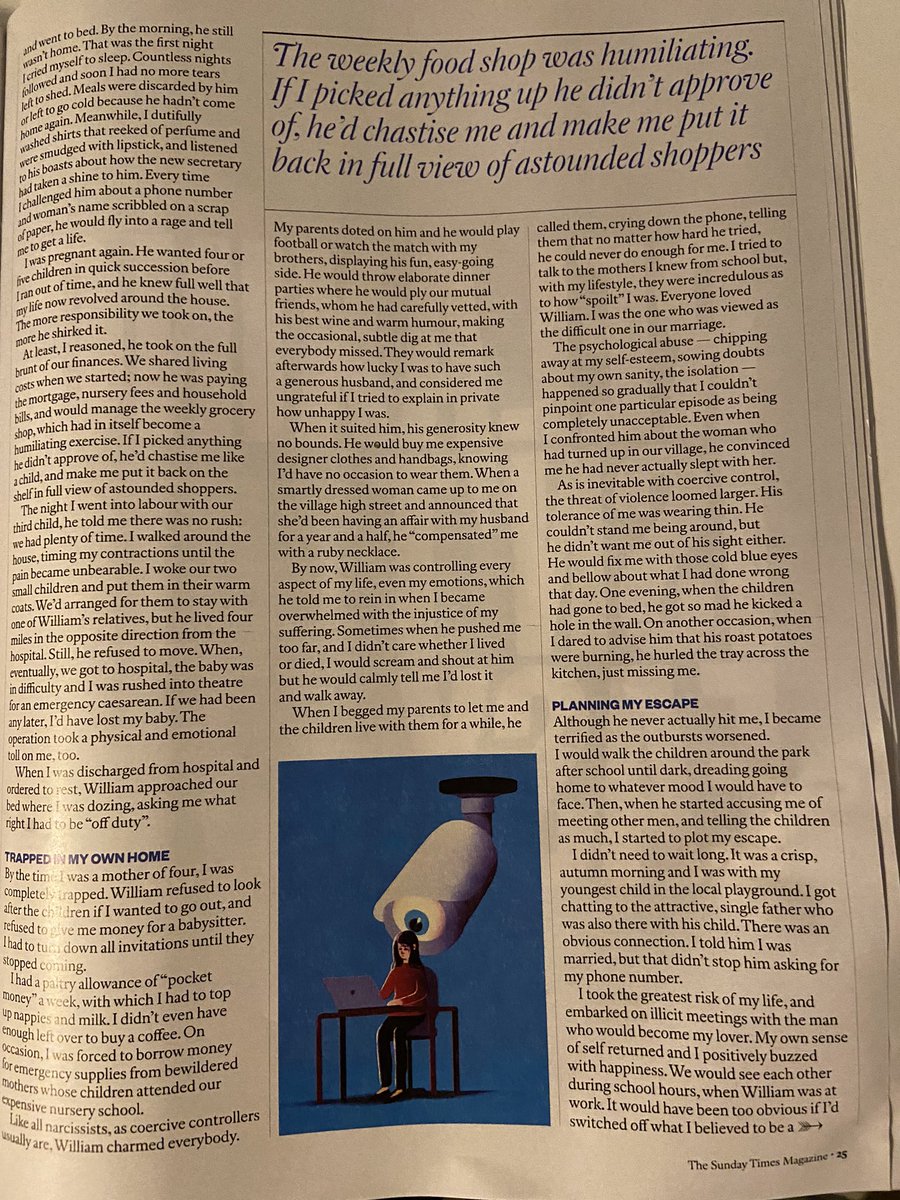 CarrollJennifer's tweet photo. Really significant piece in today’s Sunday Times on coercive control - contolling emotional & financial abuse. This week alone I’ve been contacted about 4 cases, impacting people’s lives in so many ways including children and in family law proceedings. Please spread awareness. https://t.co/NHm4YT8sTM