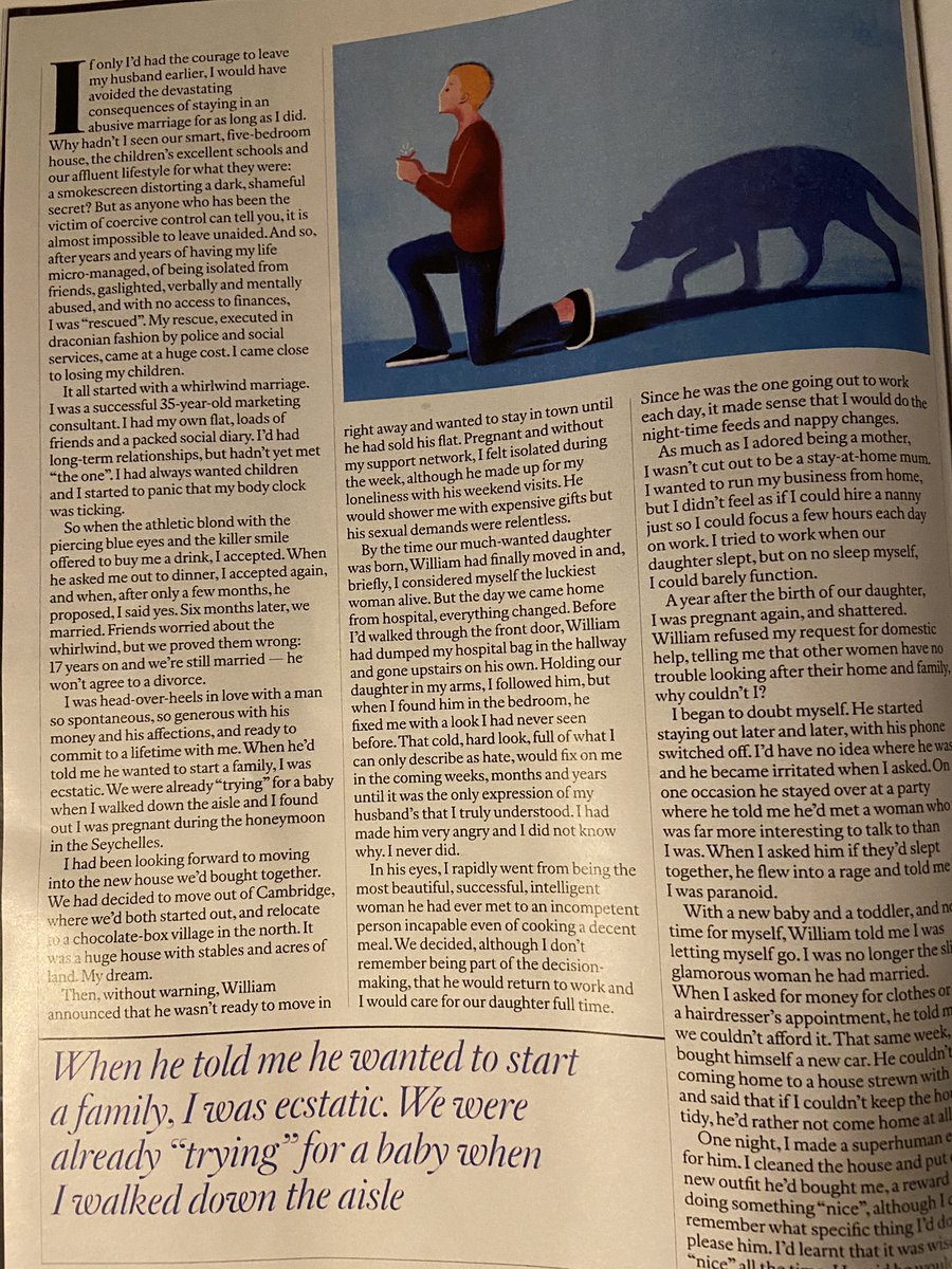CarrollJennifer's tweet photo. Really significant piece in today’s Sunday Times on coercive control - contolling emotional & financial abuse. This week alone I’ve been contacted about 4 cases, impacting people’s lives in so many ways including children and in family law proceedings. Please spread awareness. https://t.co/NHm4YT8sTM